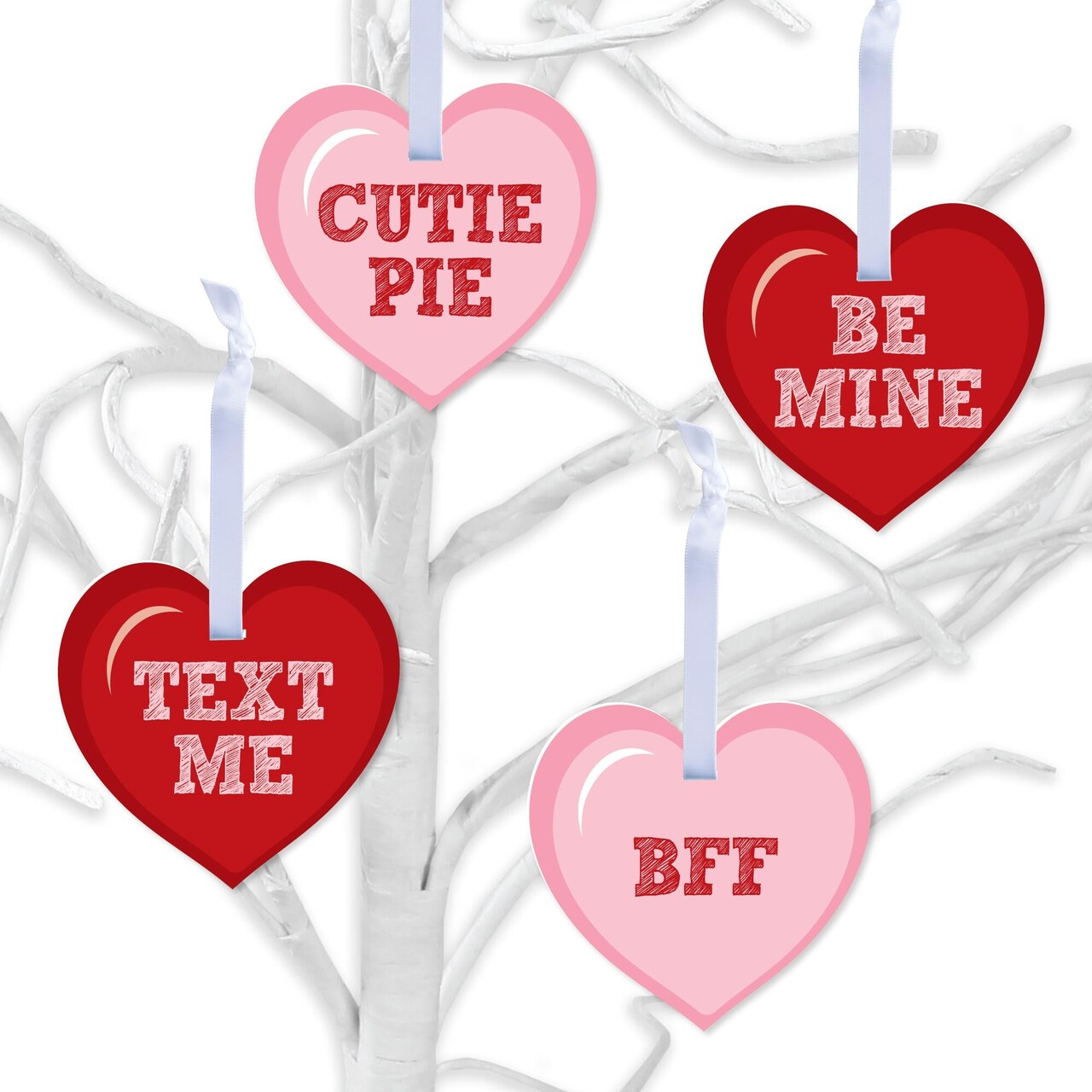 Big Dot of Happiness Conversation Hearts - Valentine's Day Decorations - Tree Ornaments - Set of 12